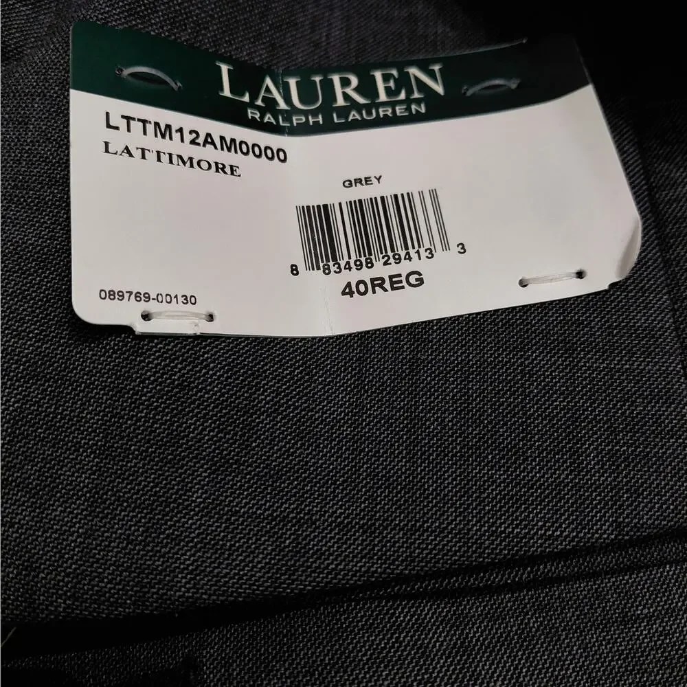 Lauren Ralph Lauren Mens Blazer Jacket Sz 40R Gray Wool Blend Ultraflex Stretch